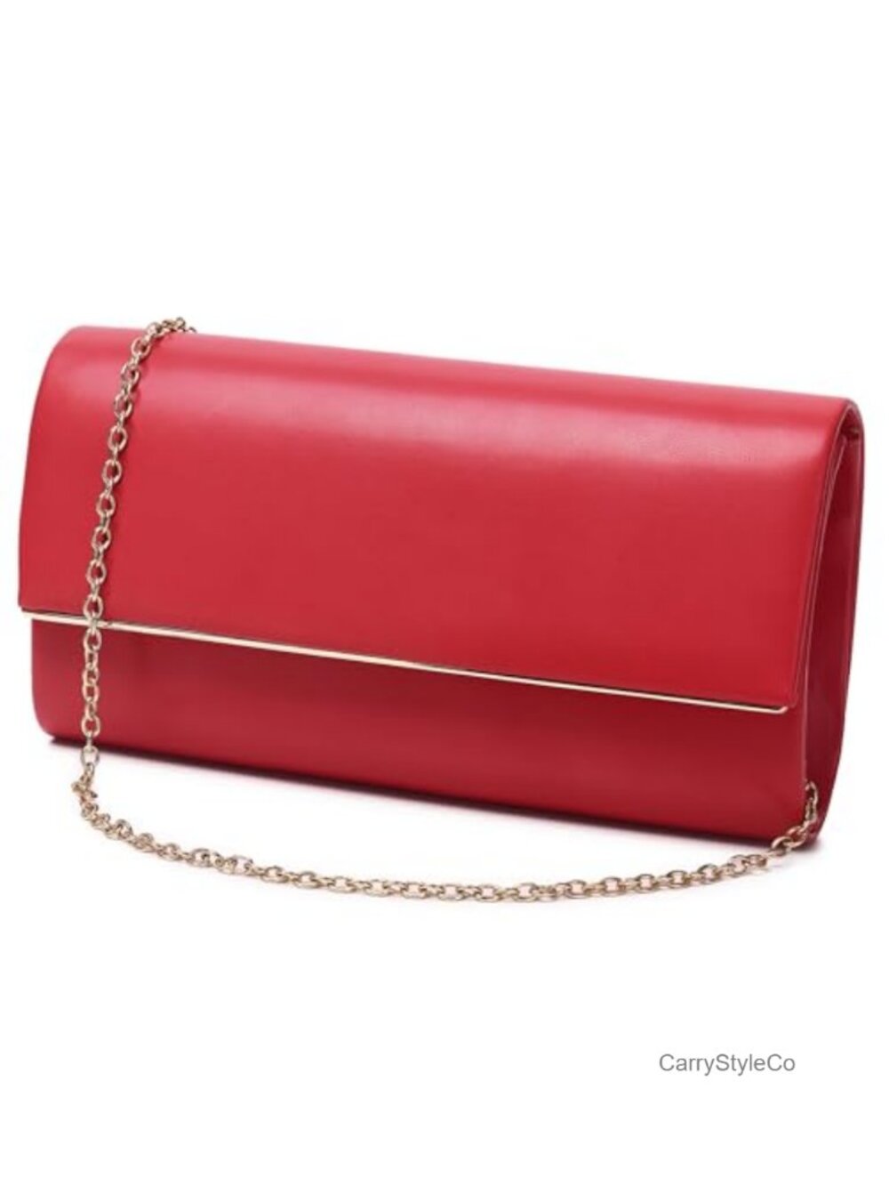 Matte Faux Leather Women's Evening Clutch Purse with Detachable Chain for